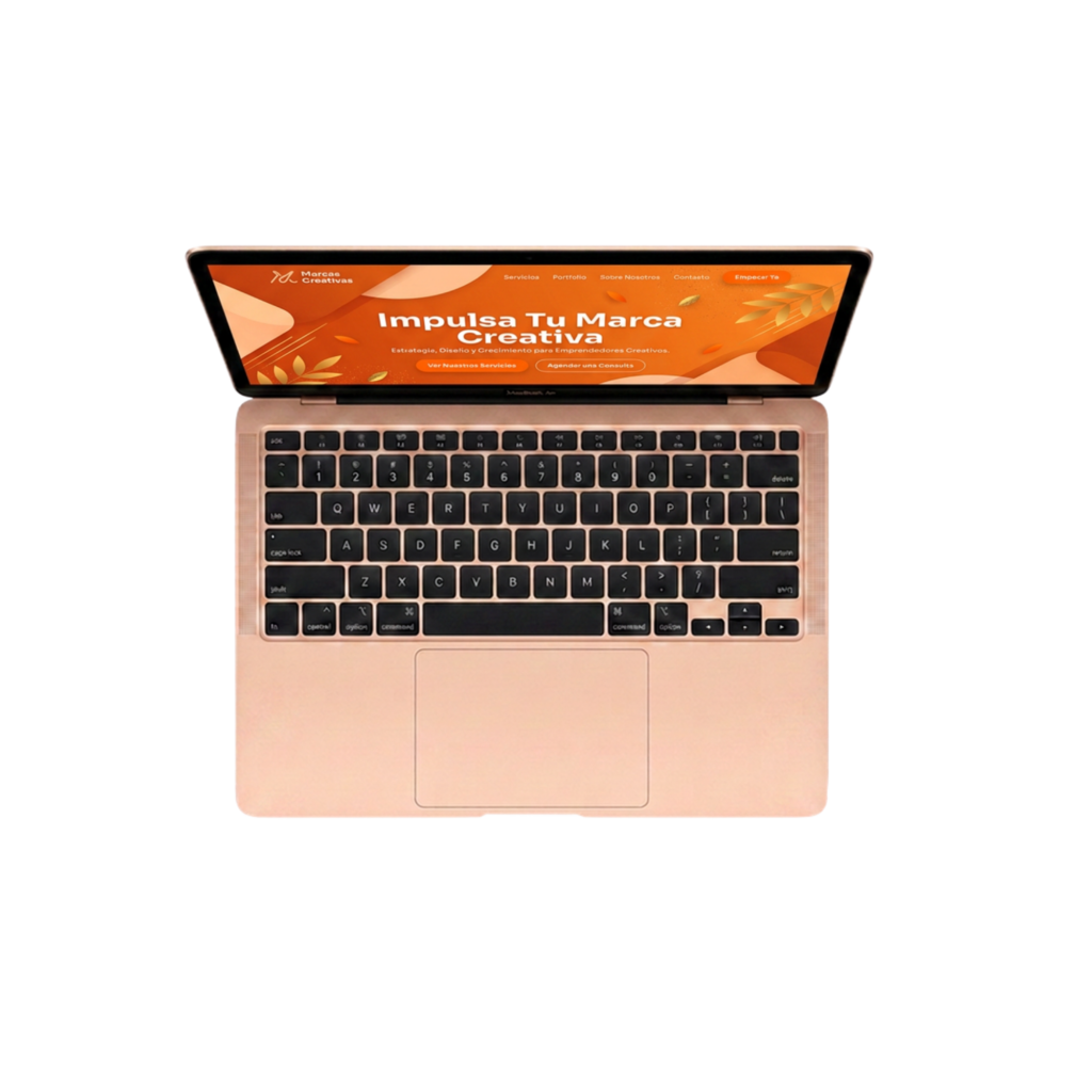 Computadora vistya por arriba con una página web