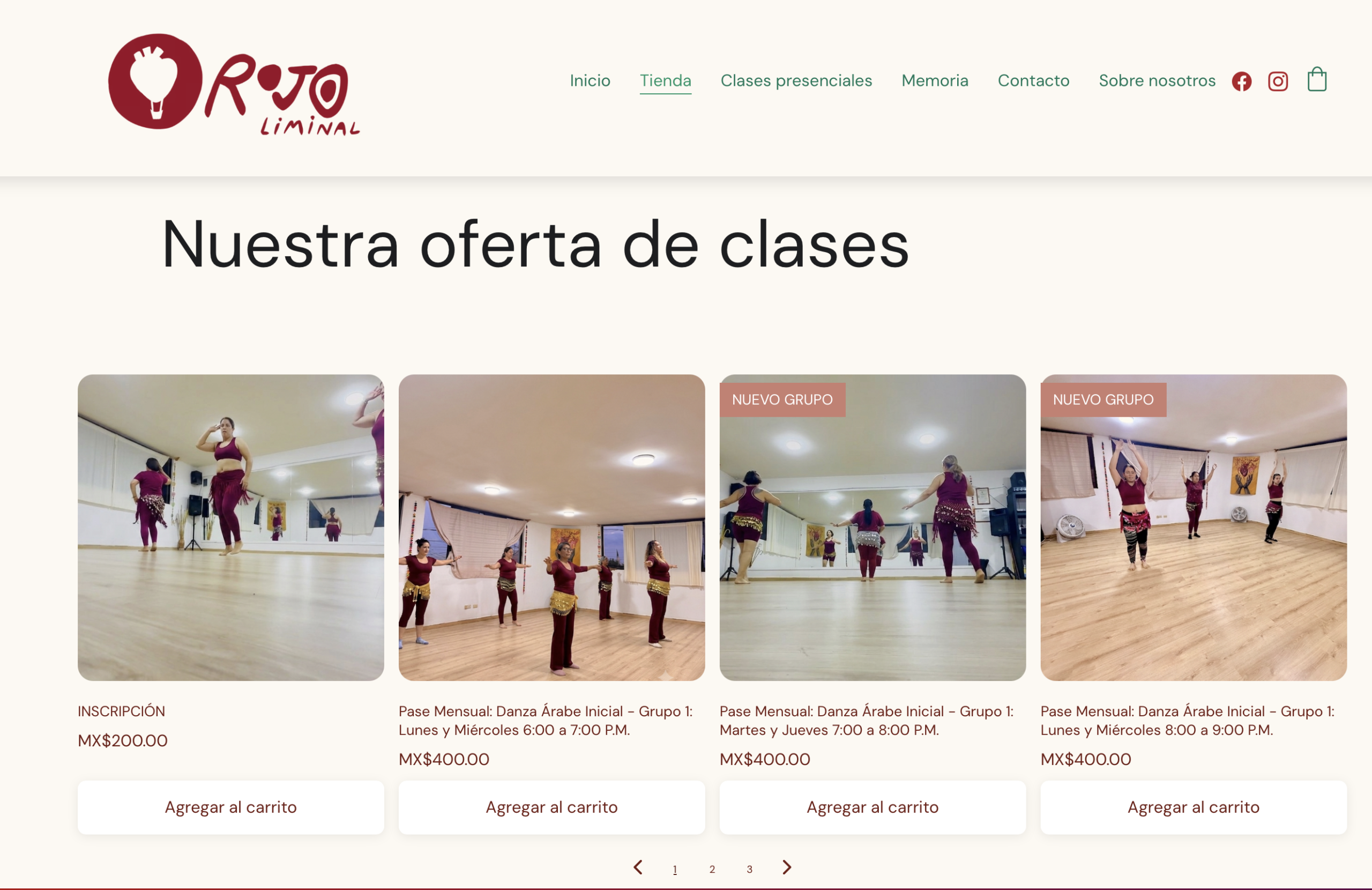 oferta de clases de de página web de escuela de danza