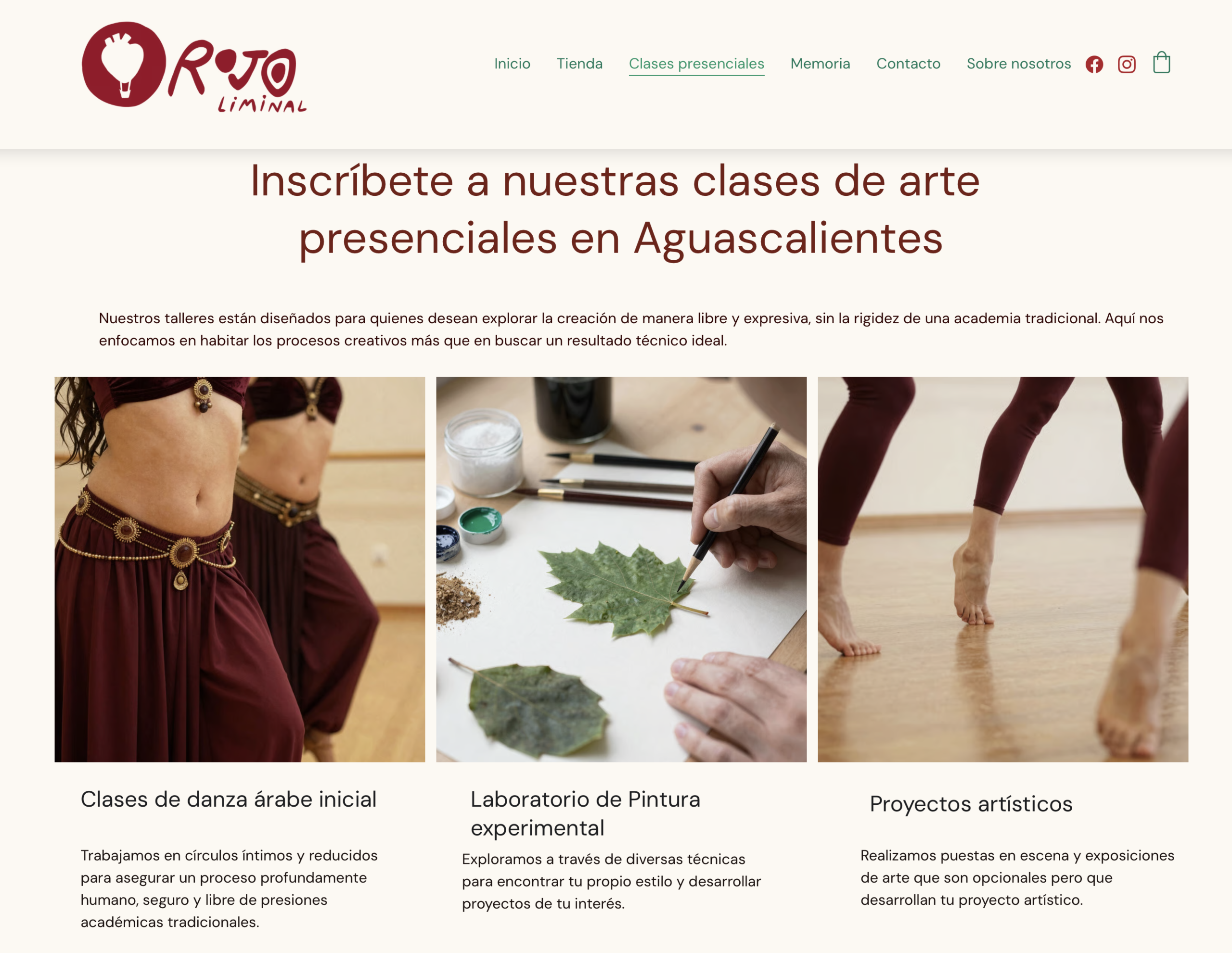 inscripciónes de página web de escuela de danza