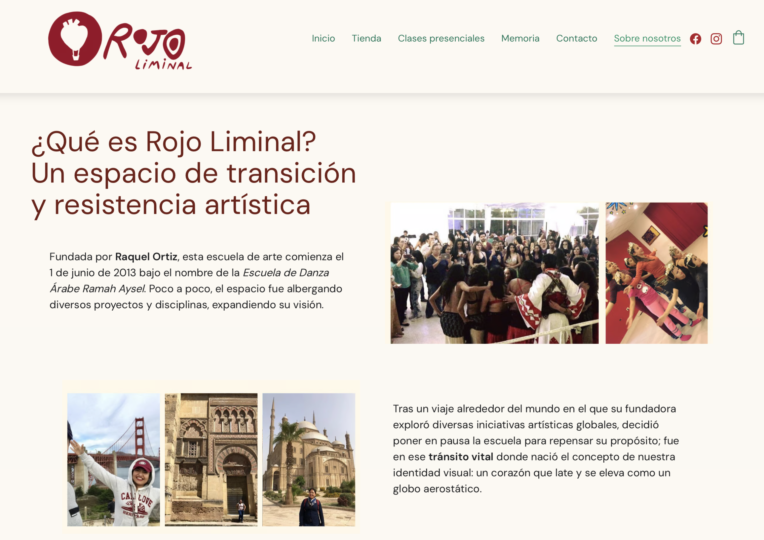 sobre espacio de danza de página web de escuela de danza